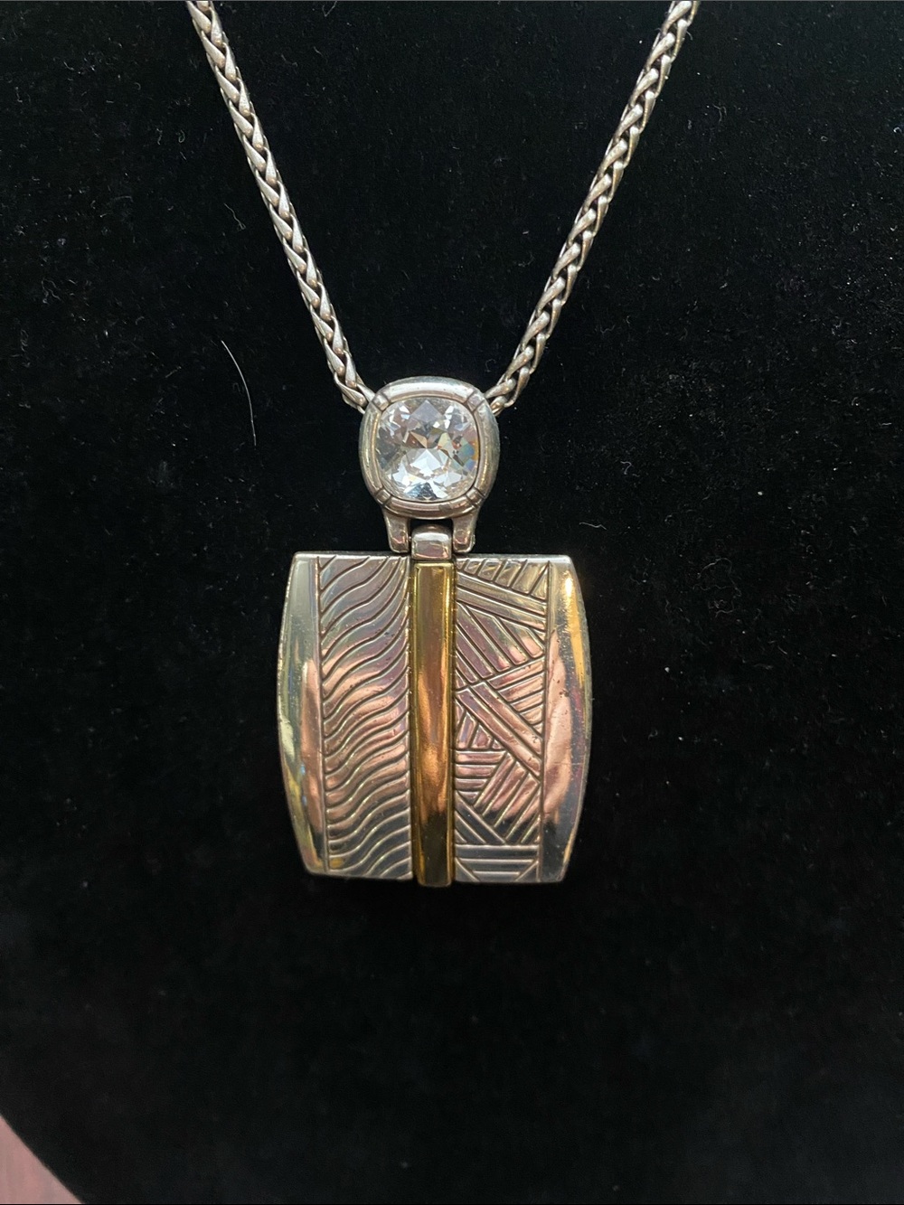 Brighton Two-Tone Pendant Necklace with Clear Crystal